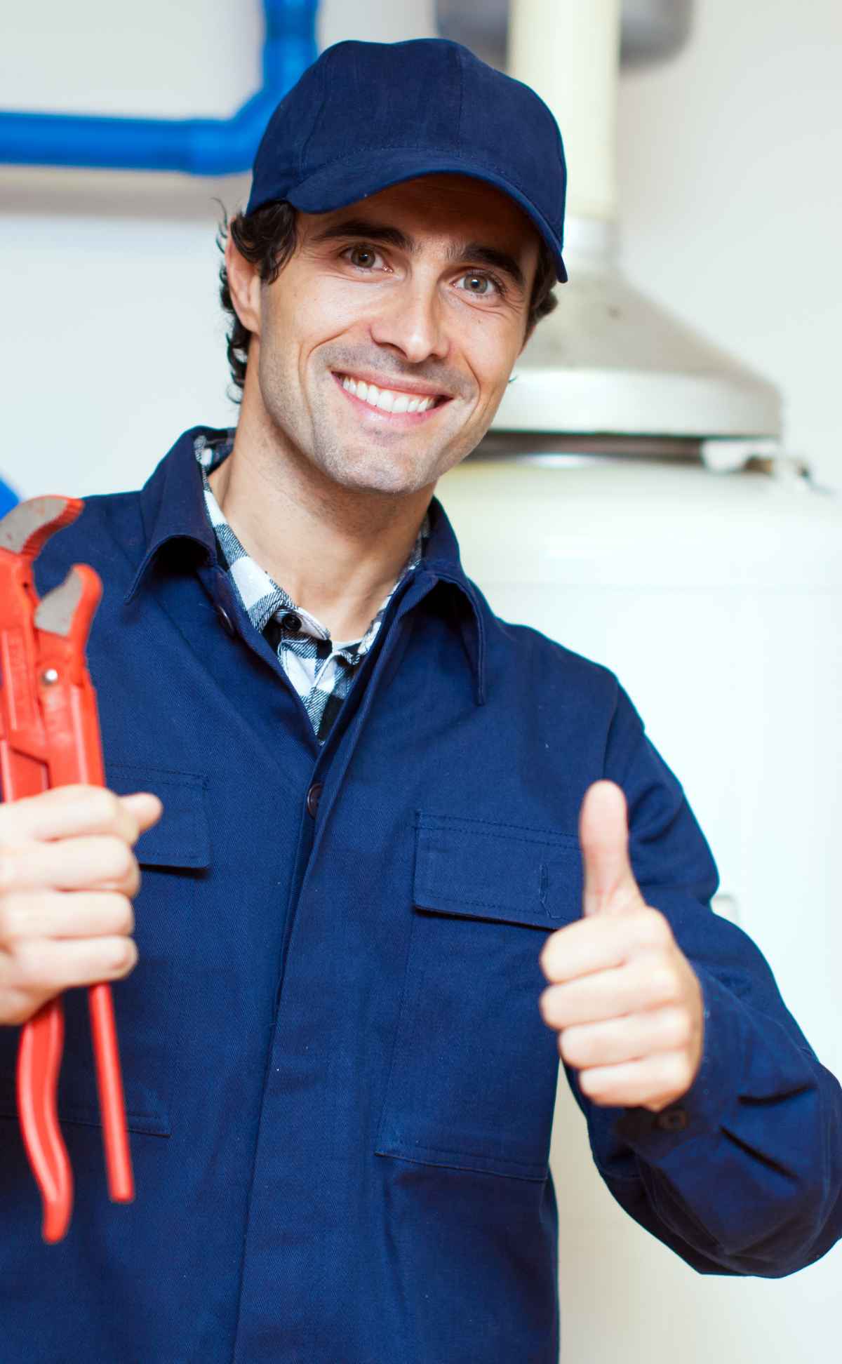 Plumber business owner giving a thumbs up, MCA debt relief